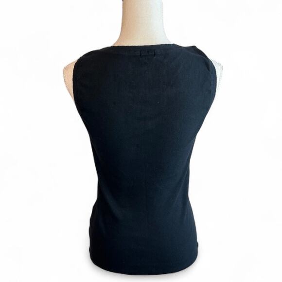 Y2K black rhinestone tank top bling roses and heart biker motorcycle casual - Picture 5 of 7